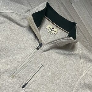 Woolrich‎ Men's Beige Cream Fleece Quarter-Zip Pullover Sweater Sz X-Large
